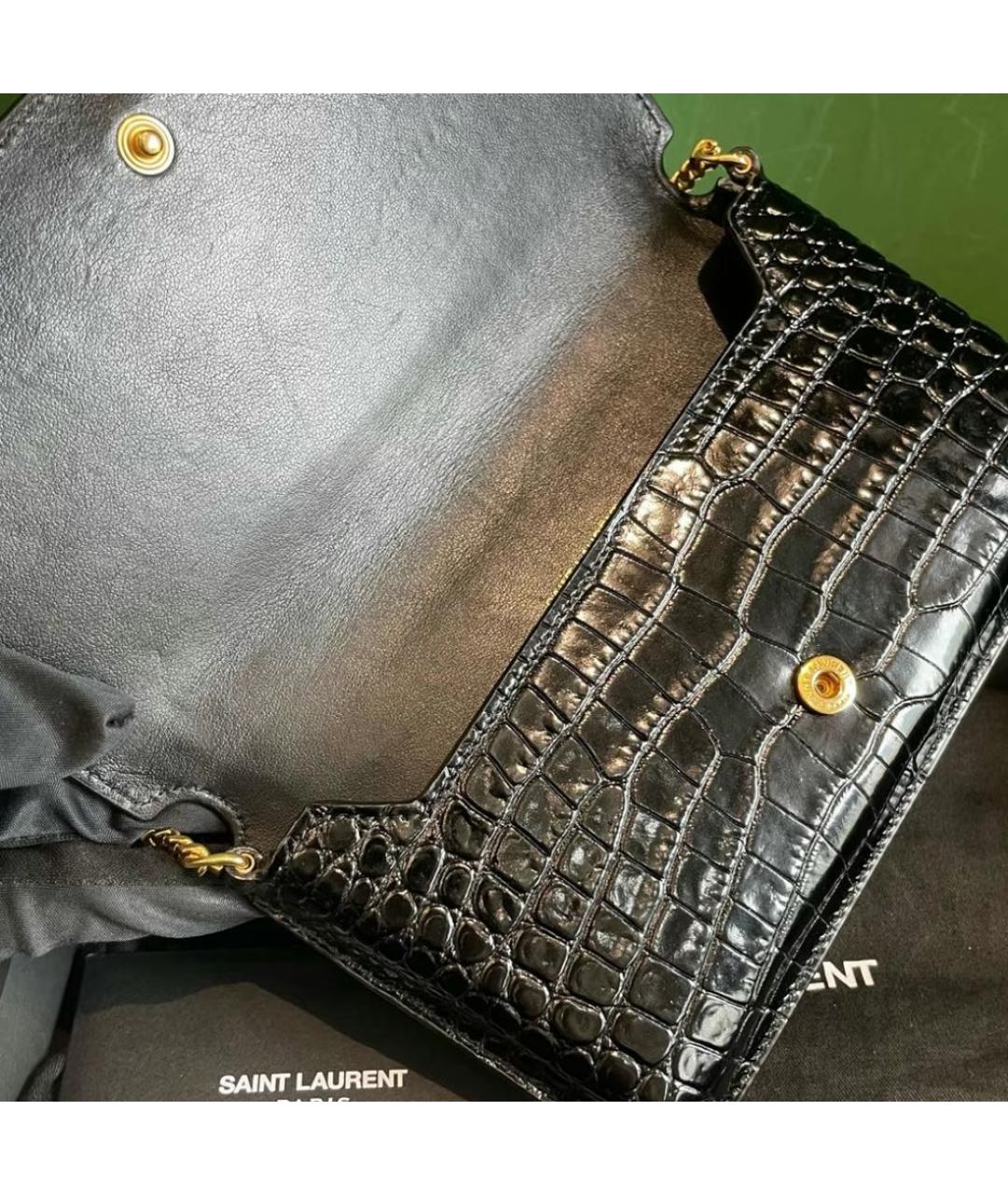 SAINT LAURENT Черная кожаная сумка через плечо, фото 4