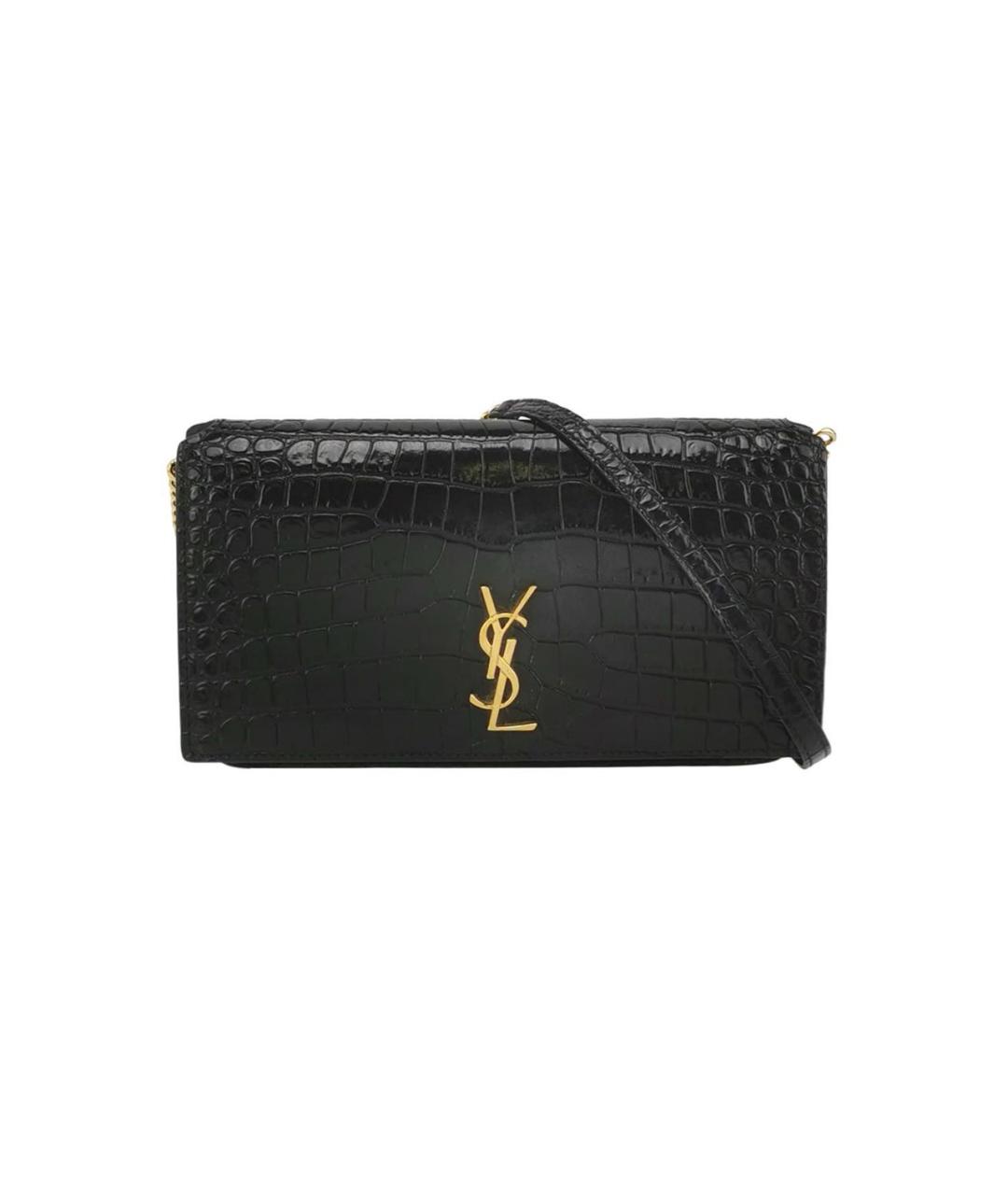 SAINT LAURENT Черная кожаная сумка через плечо, фото 6