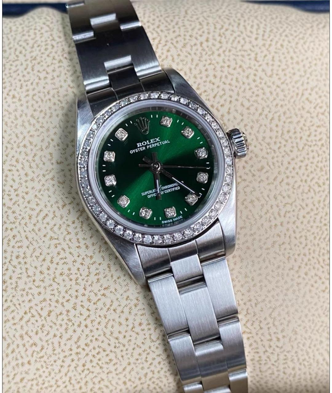 ROLEX Зеленые металлические часы, фото 5