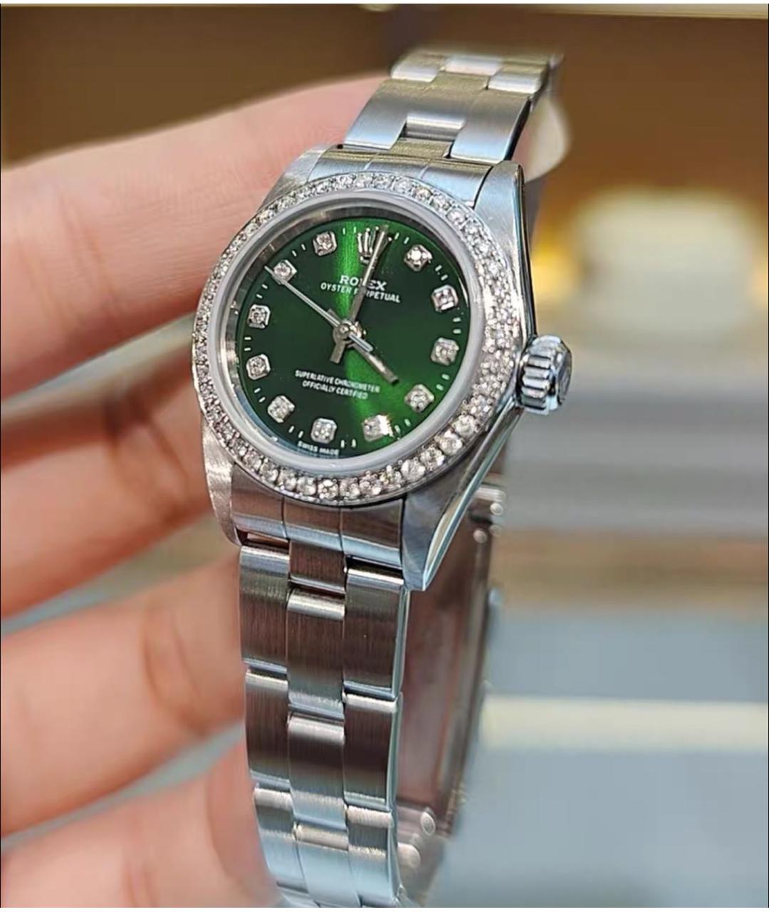 ROLEX Зеленые металлические часы, фото 3