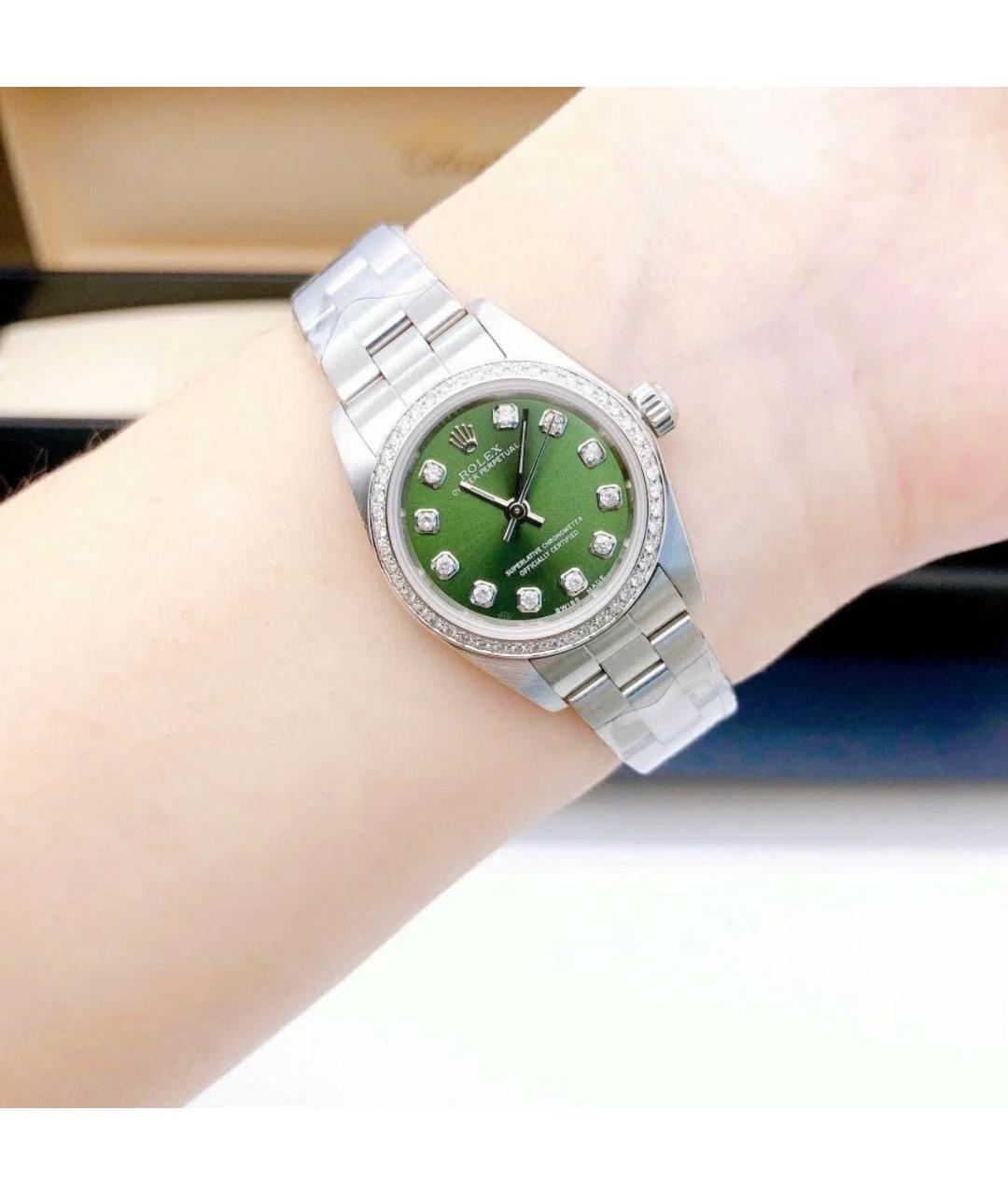 ROLEX Зеленые металлические часы, фото 8