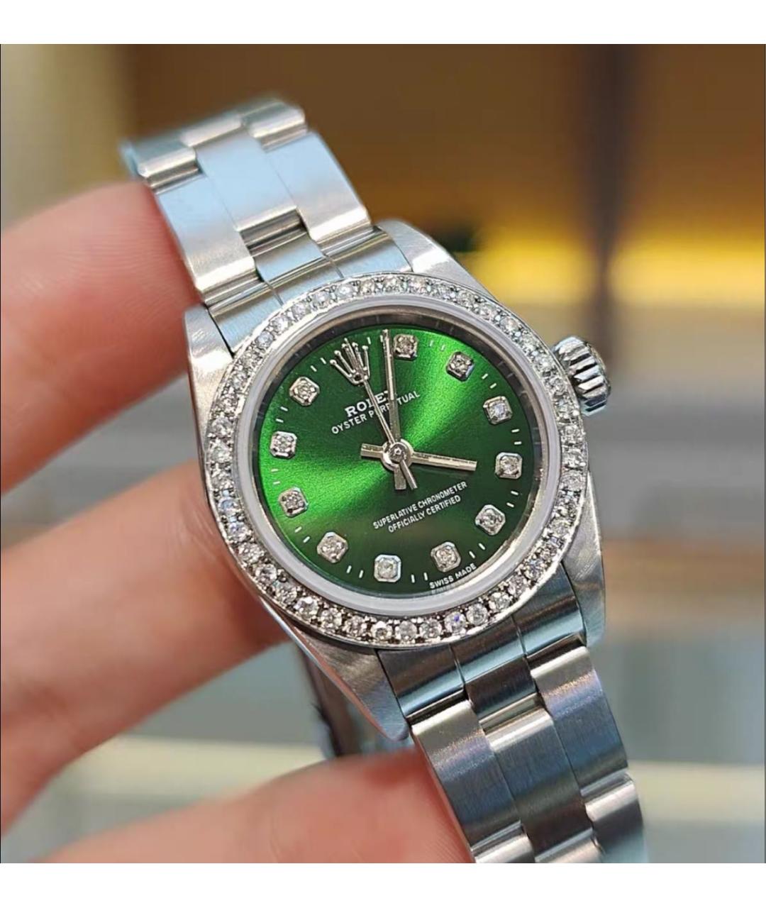 ROLEX Зеленые металлические часы, фото 2