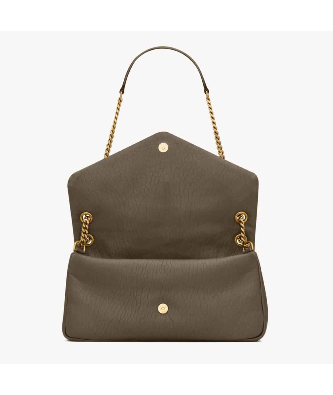 SAINT LAURENT Хаки кожаная сумка через плечо, фото 2