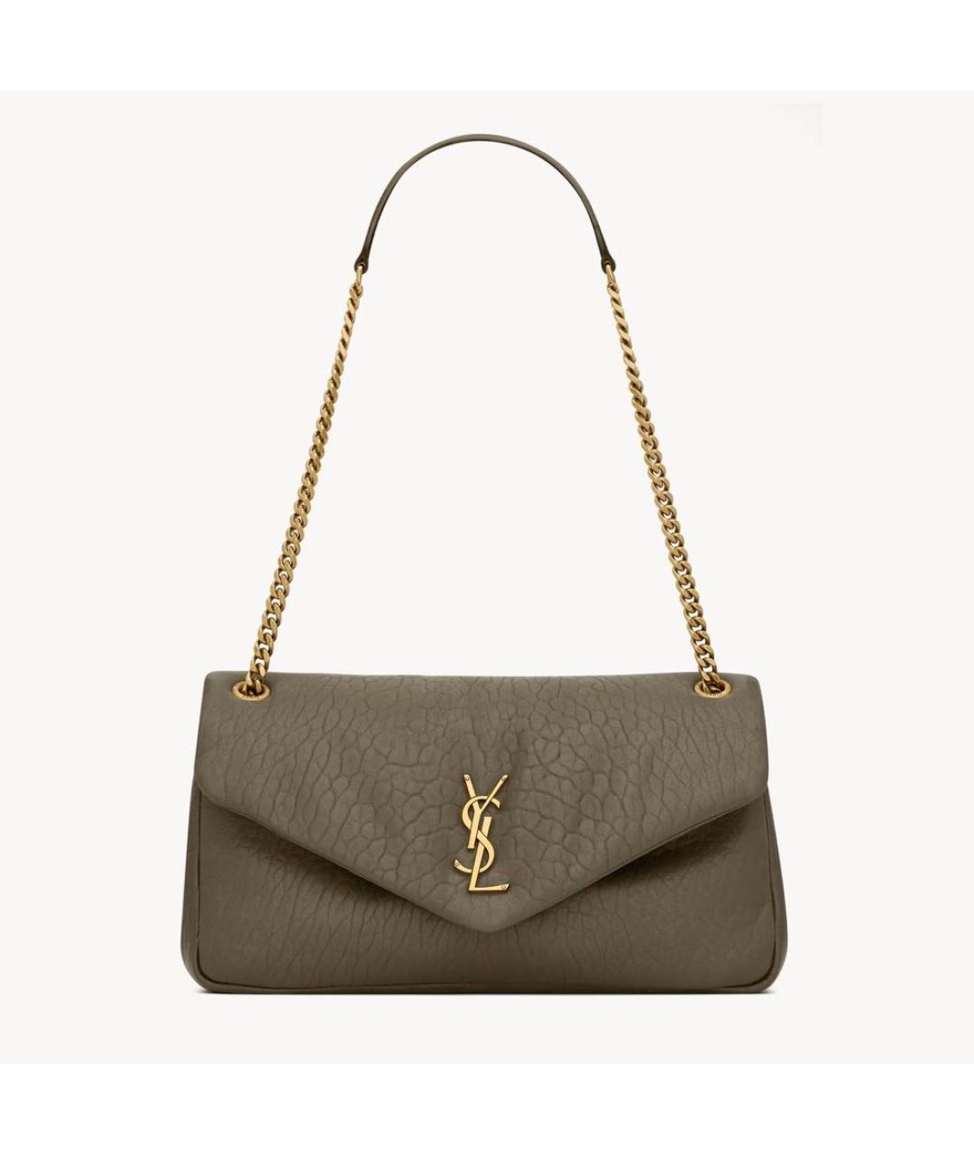 SAINT LAURENT Хаки кожаная сумка через плечо, фото 5