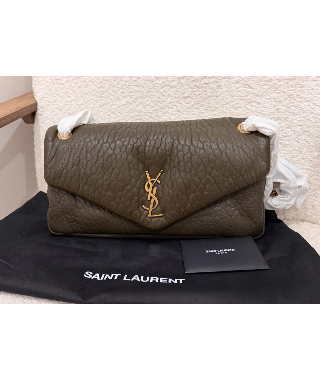 SAINT LAURENT Хаки кожаная сумка через плечо, фото 4