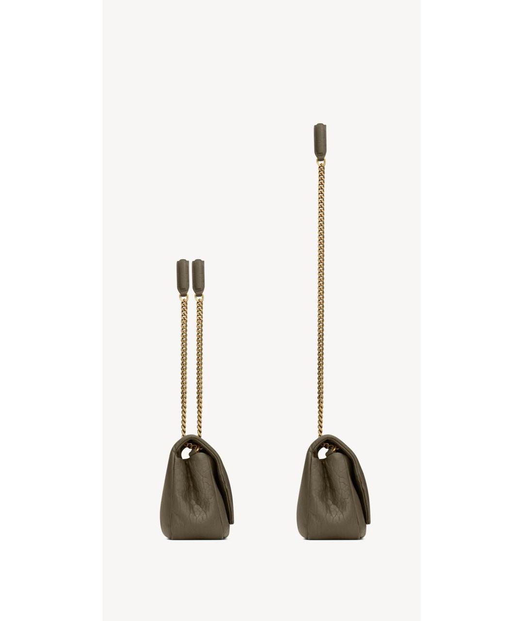 SAINT LAURENT Хаки кожаная сумка через плечо, фото 3