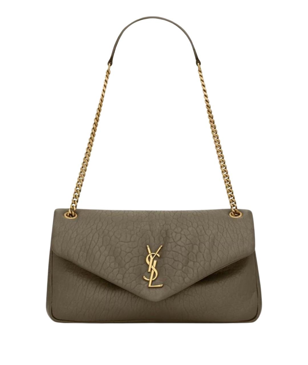 SAINT LAURENT Хаки кожаная сумка через плечо, фото 1