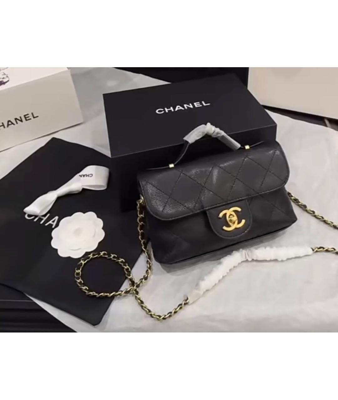 CHANEL Черная кожаная сумка через плечо, фото 4