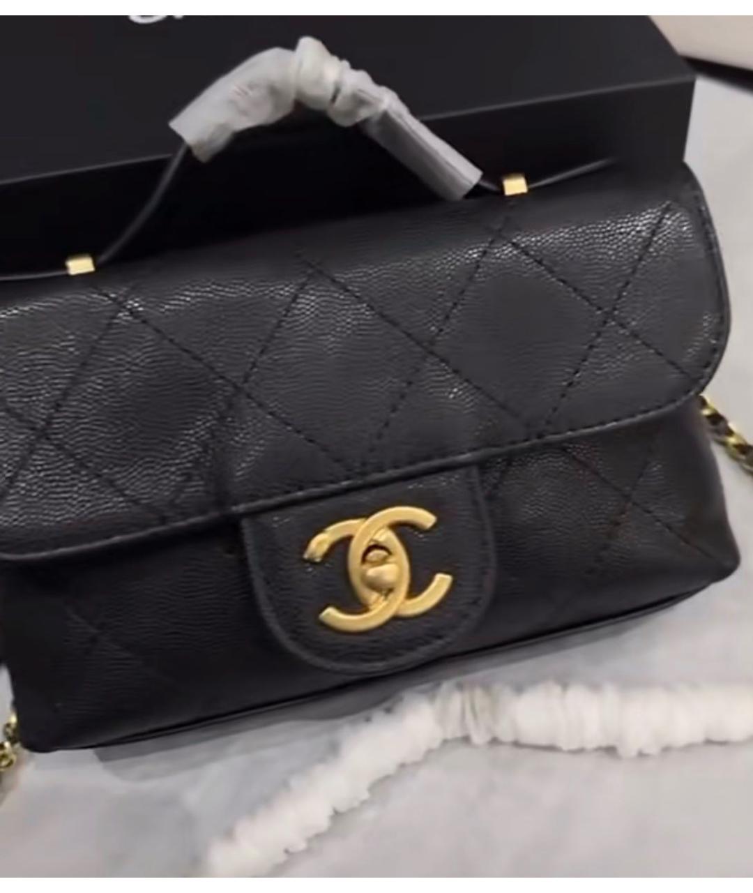 CHANEL Черная кожаная сумка через плечо, фото 5