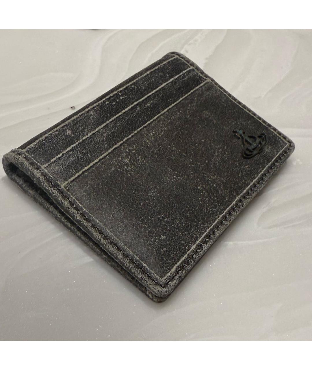 VIVIENNE WESTWOOD Антрацитовый кожаный кошелек, фото 3
