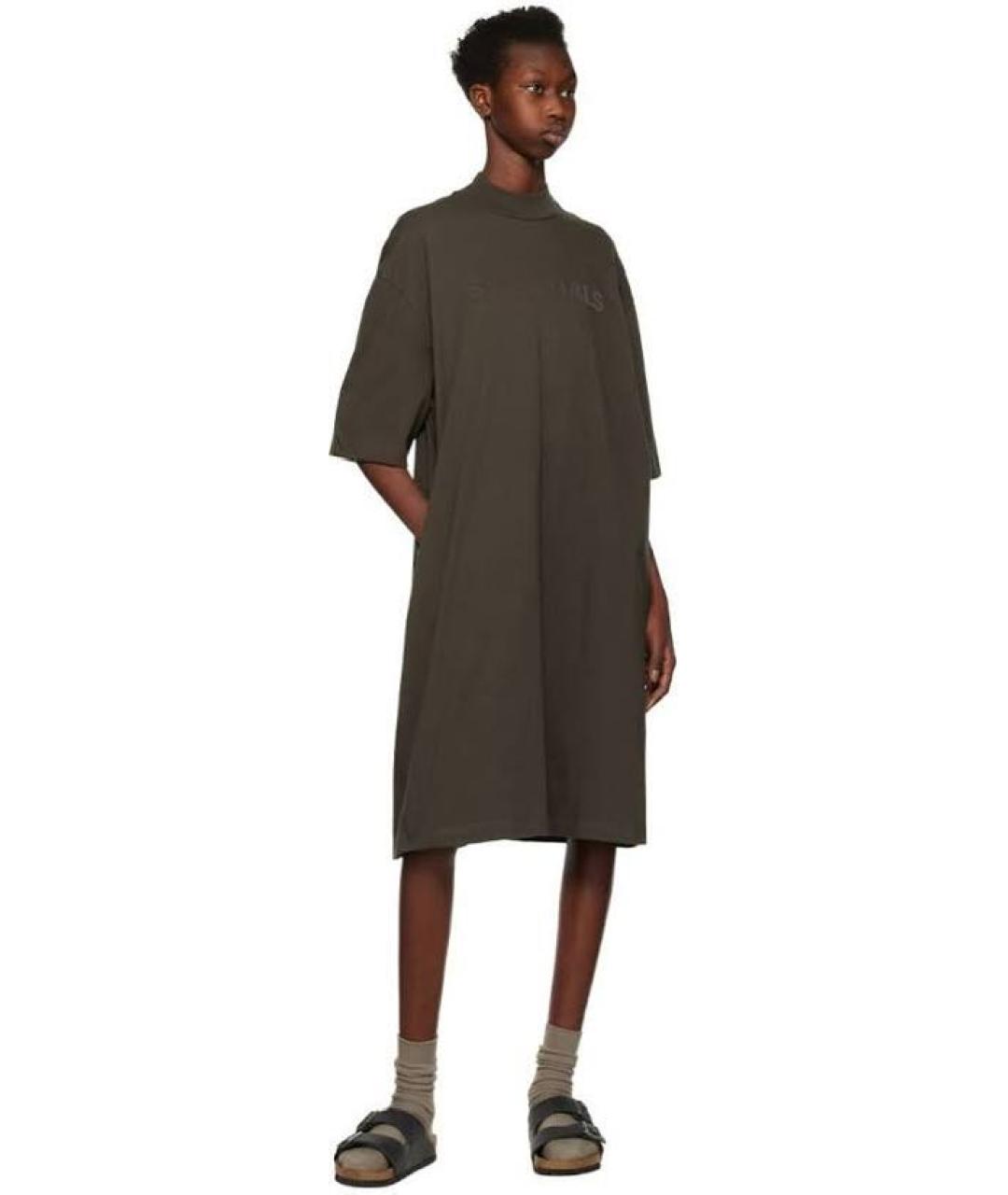 FEAR OF GOD ESSENTIALS Антрацитовое хлопковое повседневное платье, фото 3