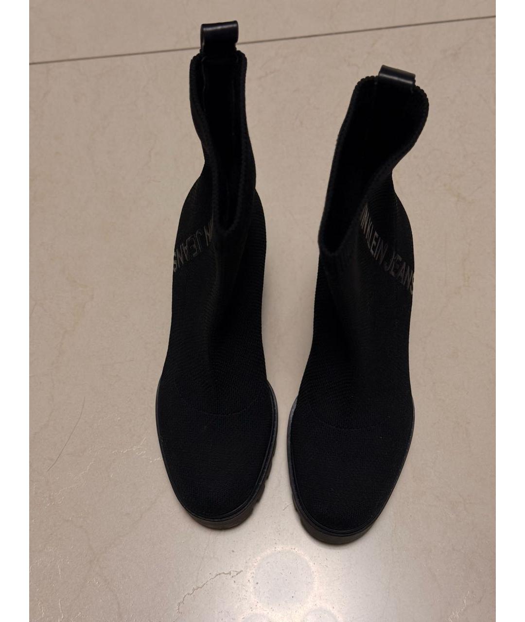 CALVIN KLEIN JEANS Черные текстильные ботильоны, фото 2
