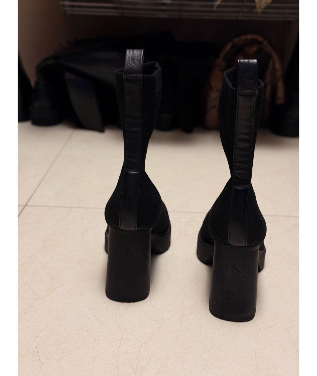 CALVIN KLEIN JEANS Черные текстильные ботильоны, фото 4
