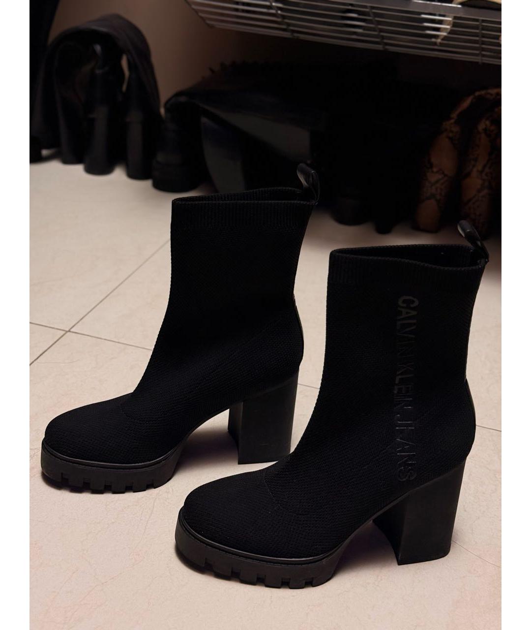 CALVIN KLEIN JEANS Черные текстильные ботильоны, фото 6