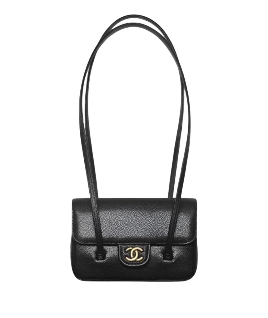 CHANEL Черная кожаная сумка с короткими ручками, фото 1