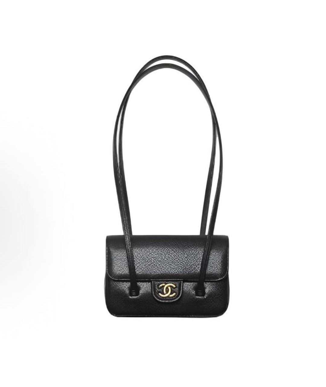 CHANEL Черная кожаная сумка с короткими ручками, фото 7