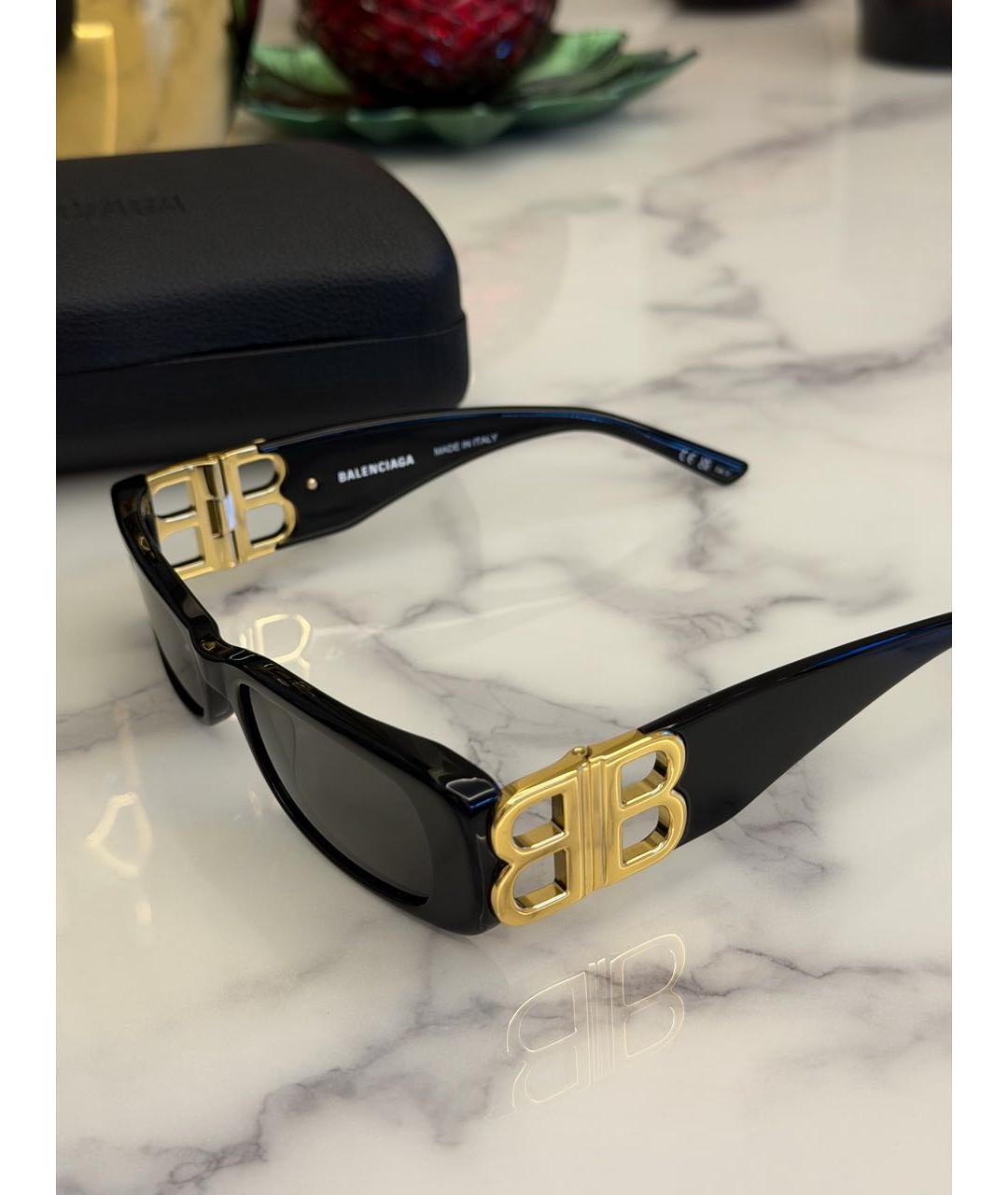 BALENCIAGA Черные пластиковые солнцезащитные очки, фото 4