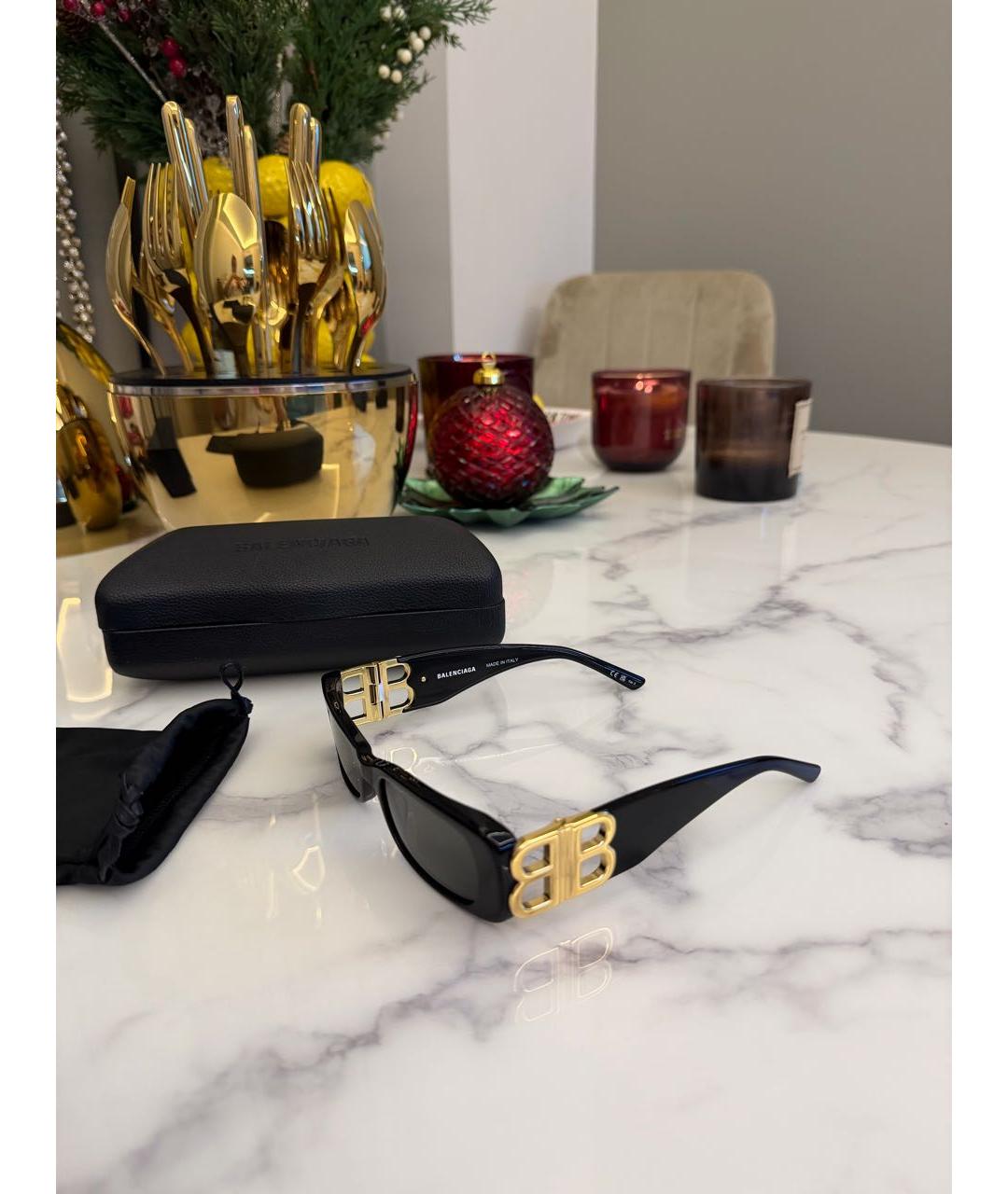 BALENCIAGA Черные пластиковые солнцезащитные очки, фото 2