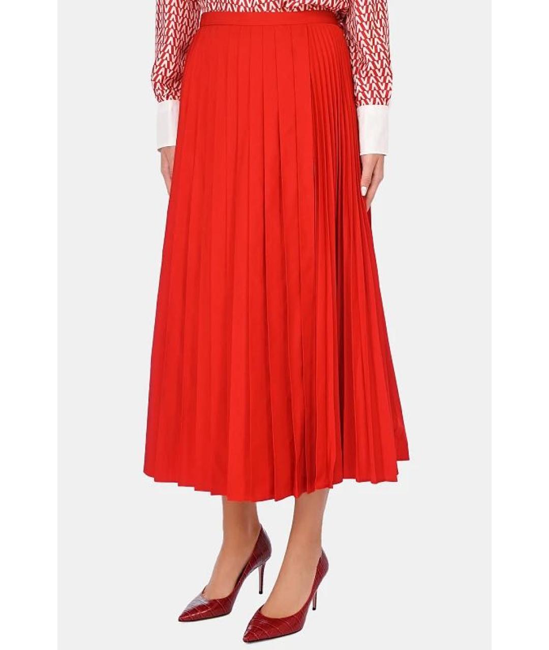 VALENTINO Красная хлопковая юбка миди, фото 3