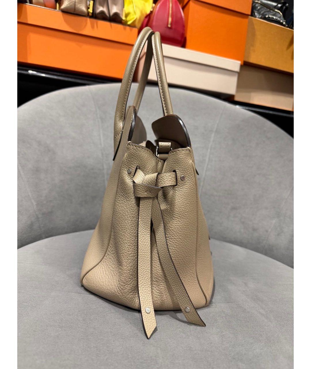 LOUIS VUITTON Бежевая кожаная сумка тоут, фото 4