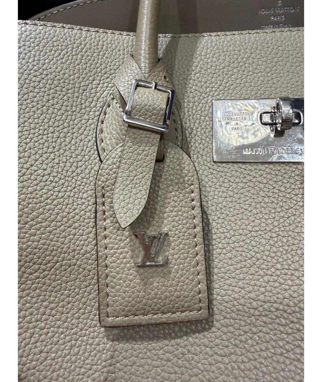 LOUIS VUITTON Бежевая кожаная сумка тоут, фото 3