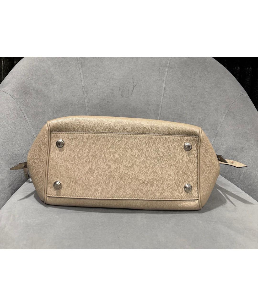 LOUIS VUITTON Бежевая кожаная сумка тоут, фото 6