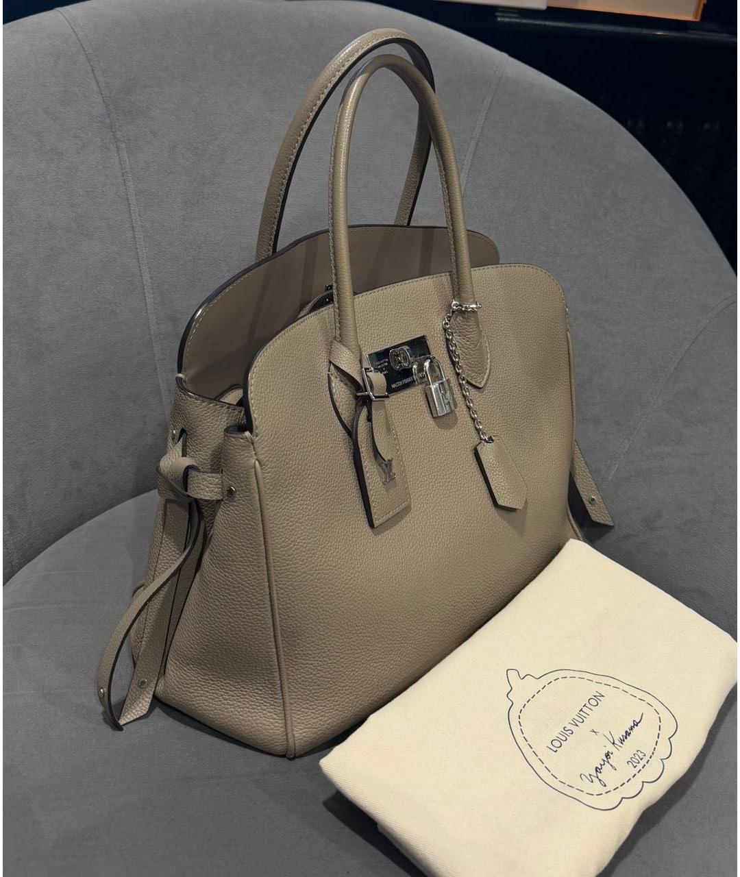 LOUIS VUITTON Бежевая кожаная сумка тоут, фото 2