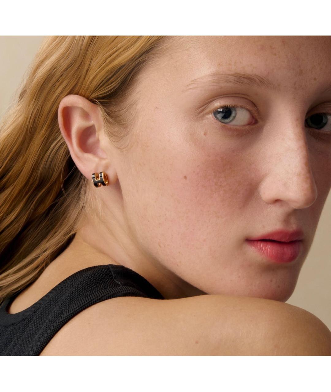 HERMES Черные металлические серьги, фото 2