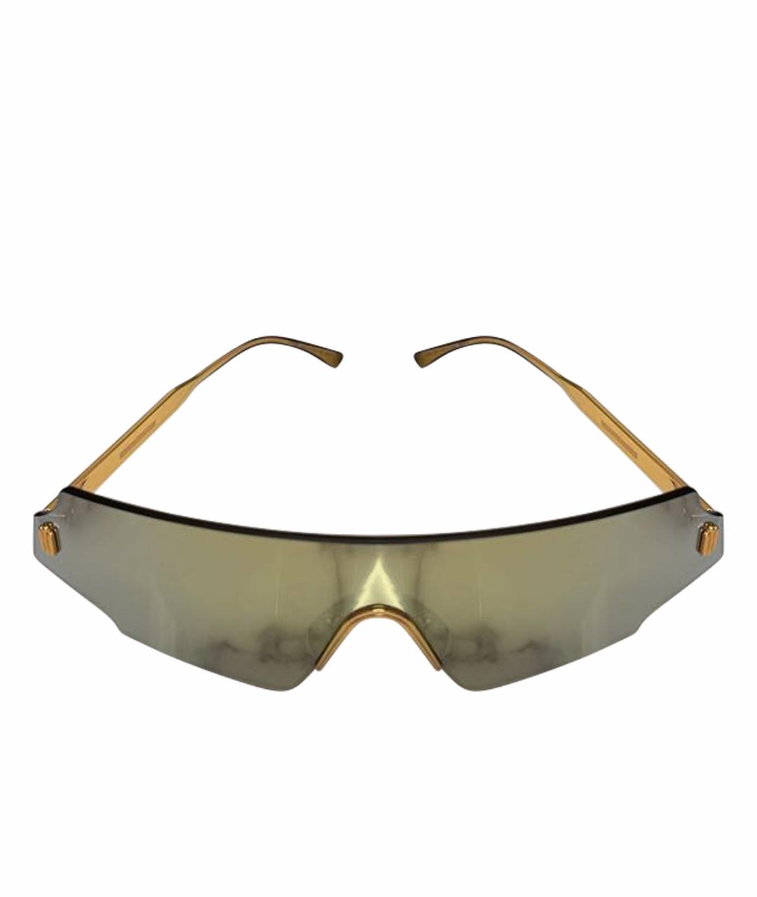 FENDI Золотые металлические солнцезащитные очки, фото 1