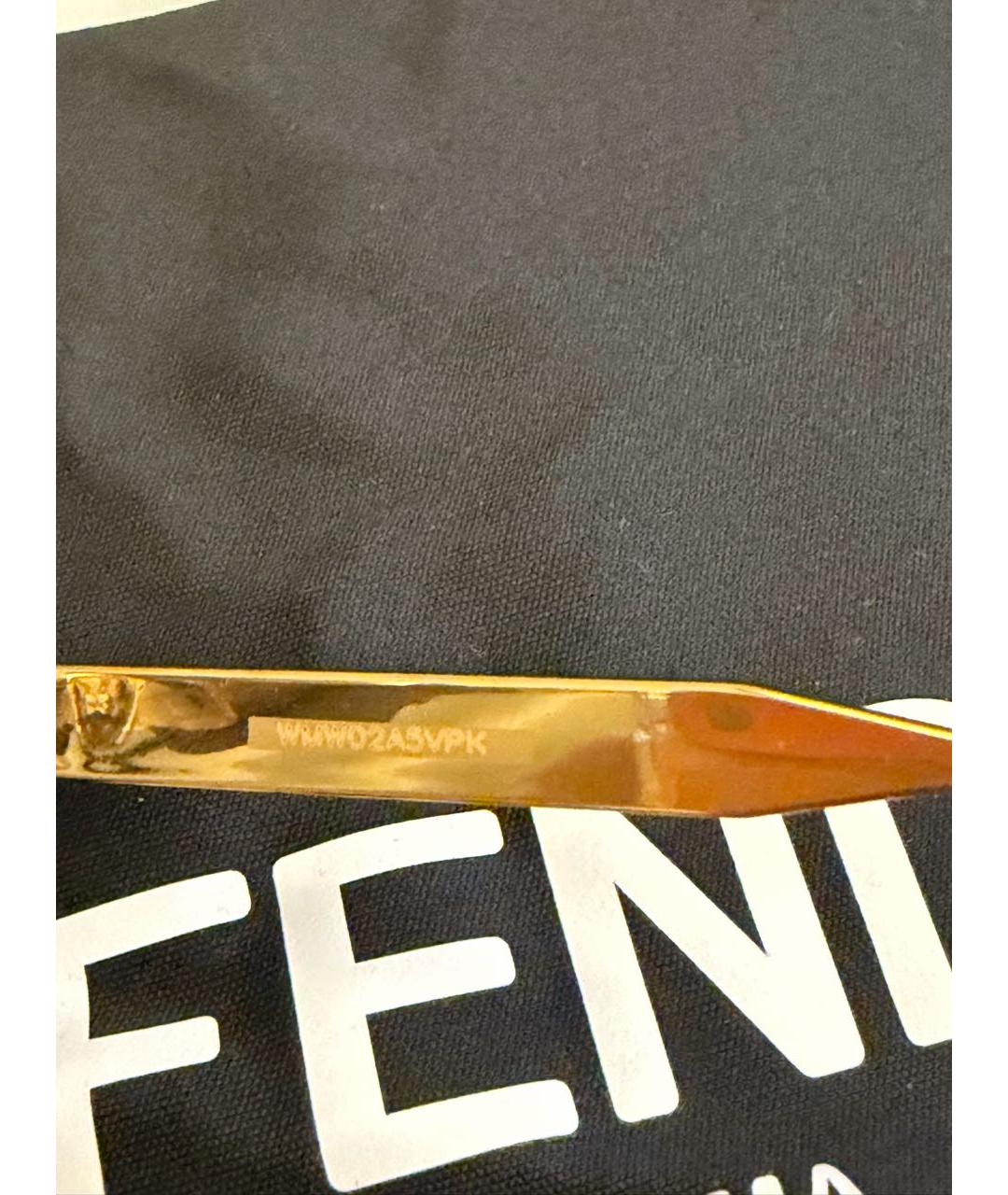 FENDI Золотые металлические солнцезащитные очки, фото 4