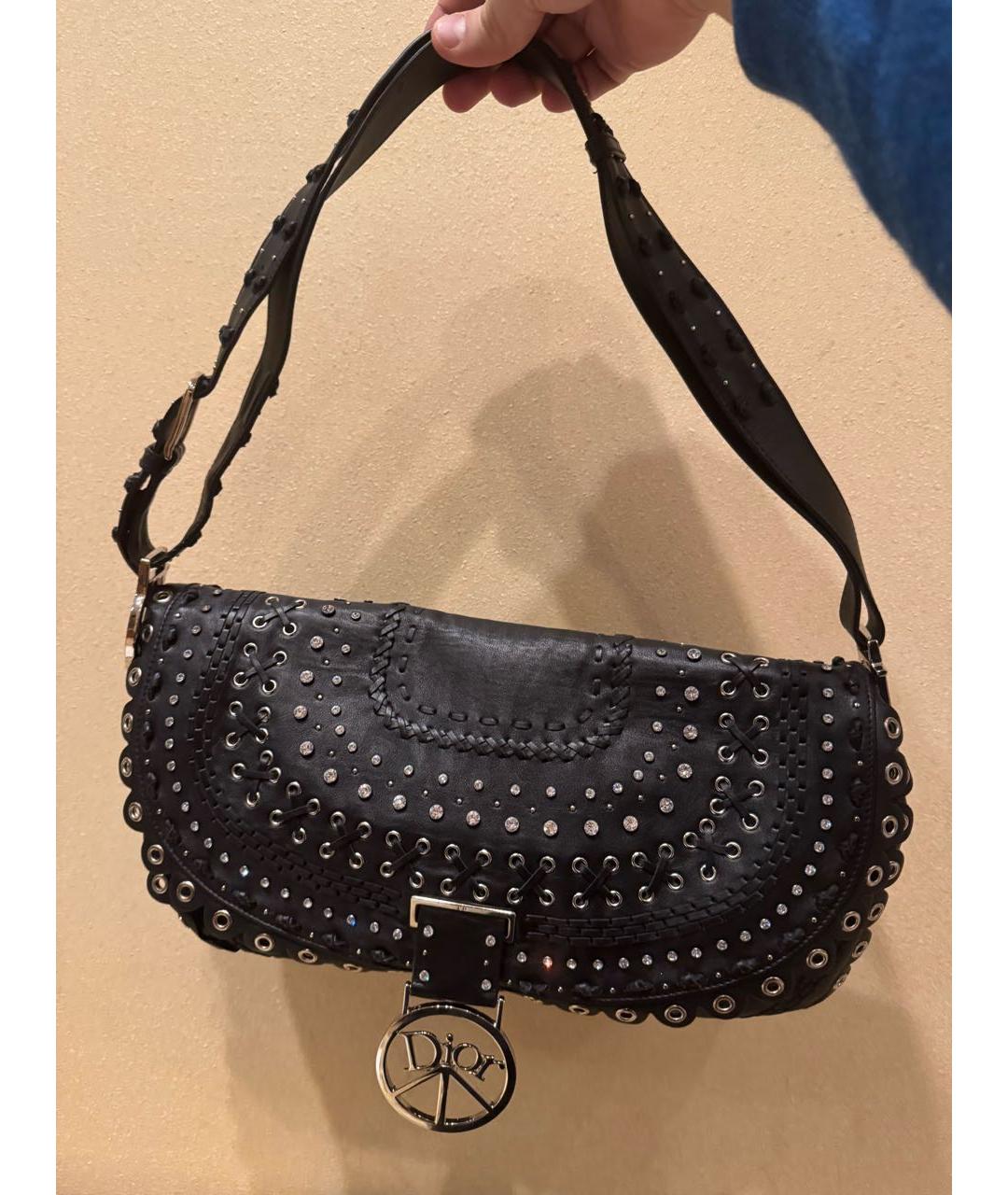 CHRISTIAN DIOR Черная кожаная сумка с короткими ручками, фото 5