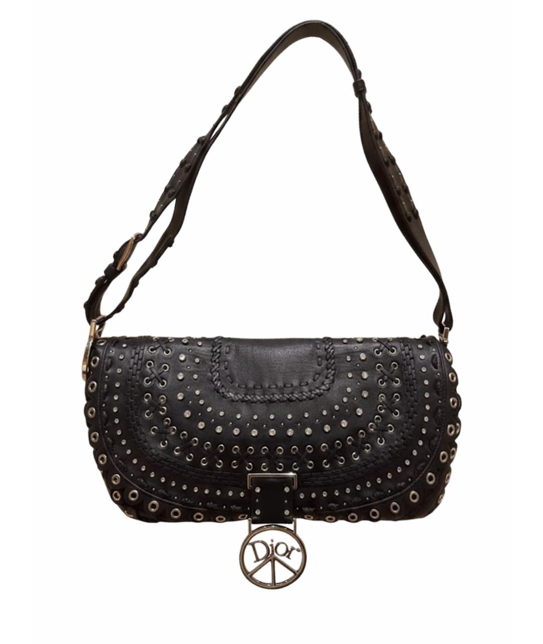 CHRISTIAN DIOR Черная кожаная сумка с короткими ручками, фото 1