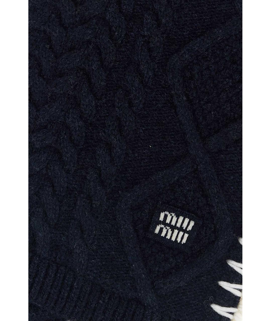 MIU MIU Темно-синий кашемировый шарф, фото 2