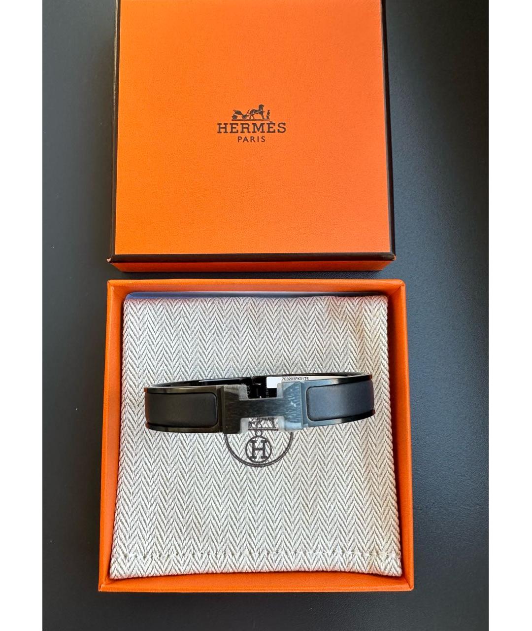 HERMES Черный металлический браслет, фото 4