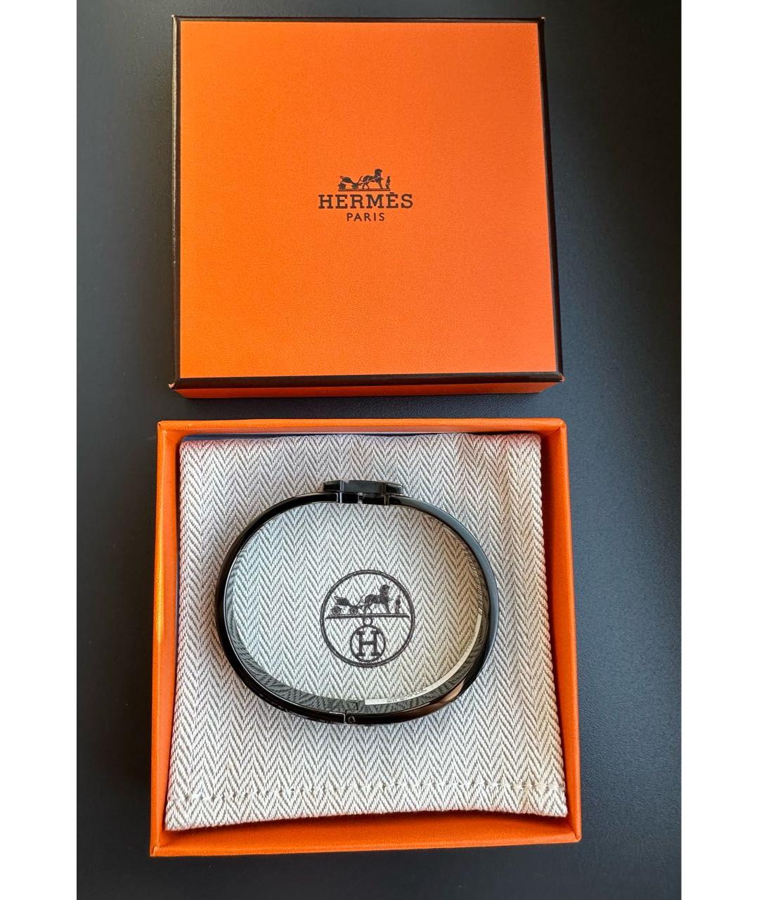 HERMES Черный металлический браслет, фото 5