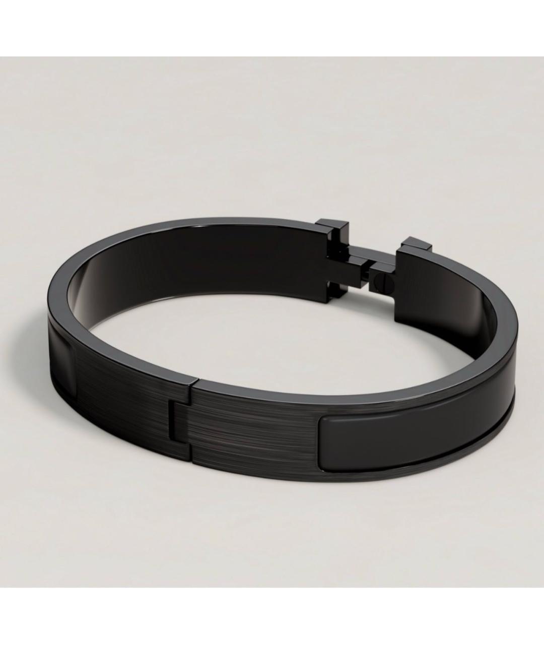 HERMES Черный металлический браслет, фото 2
