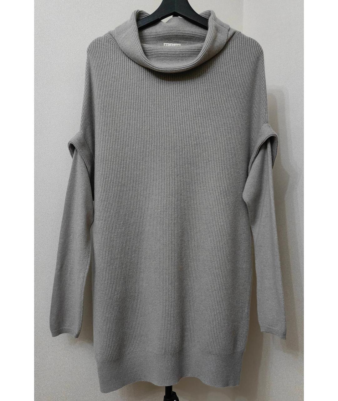BRUNELLO CUCINELLI Серый кашемировый джемпер / свитер, фото 6