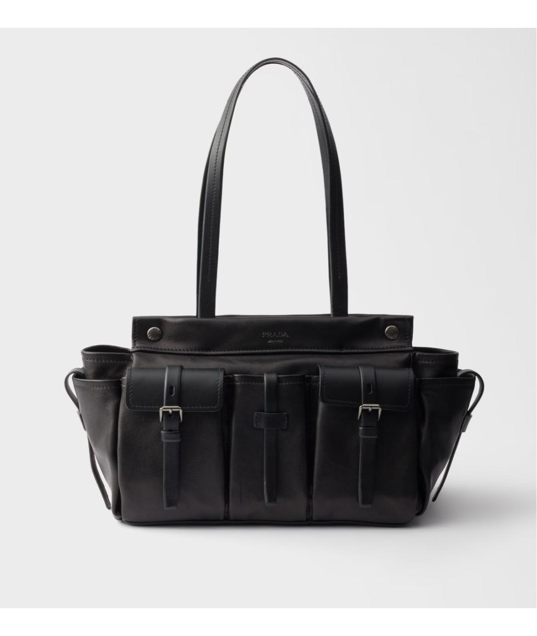 PRADA Черная кожаная сумка тоут, фото 8