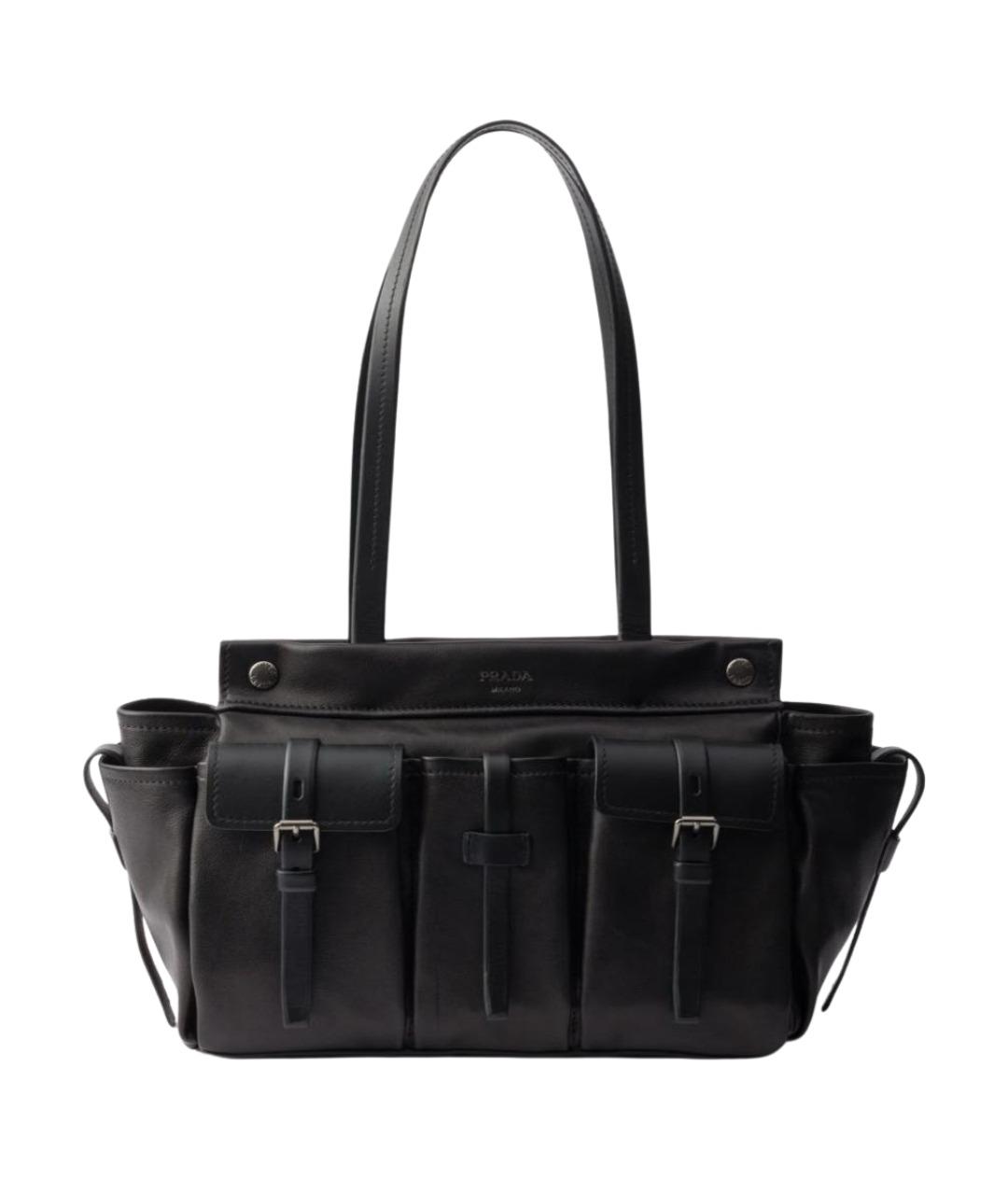 PRADA Черная кожаная сумка тоут, фото 1