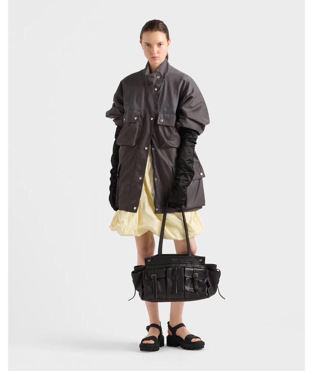 PRADA Черная кожаная сумка тоут, фото 2