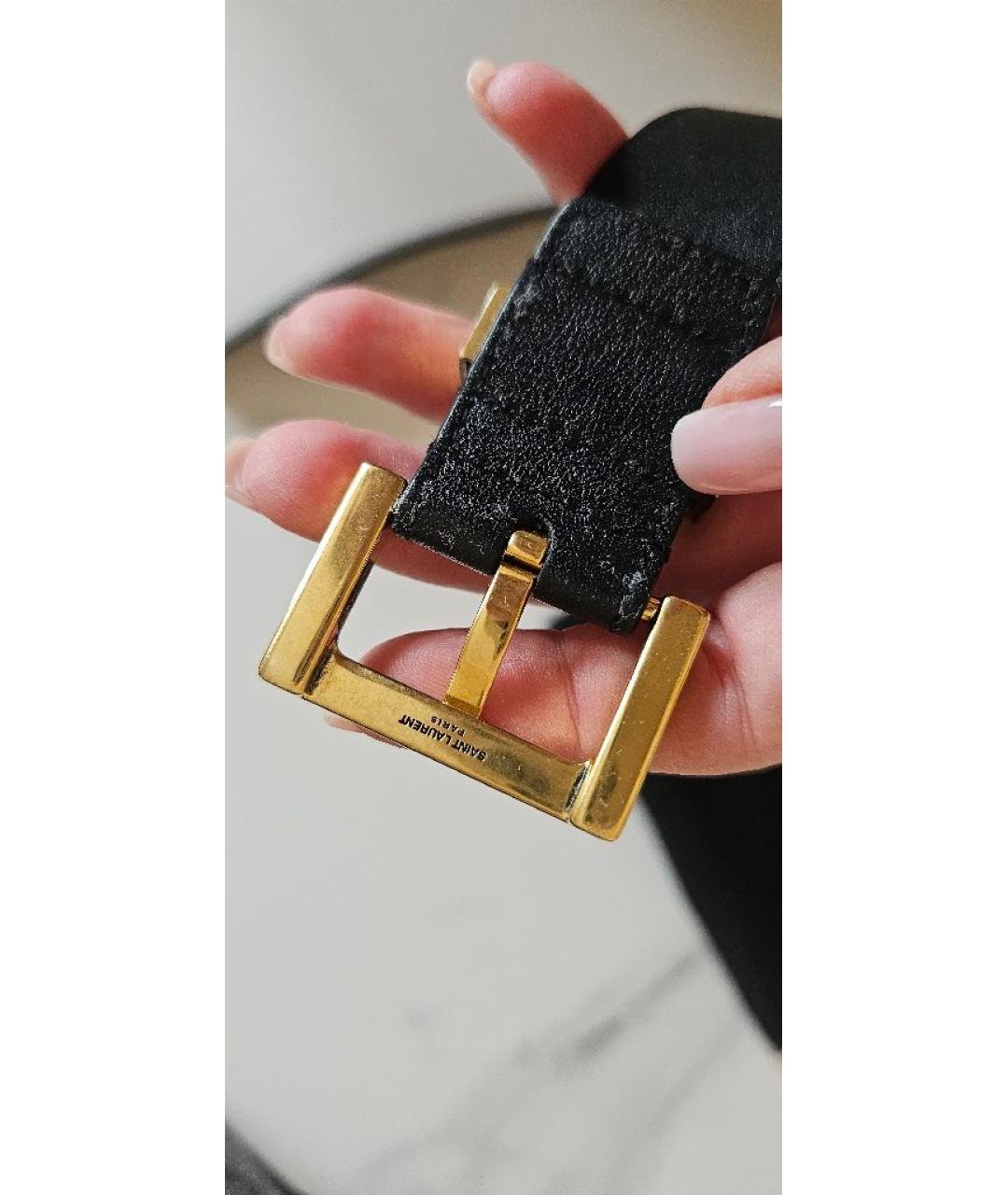 SAINT LAURENT Черный кожаный ремень, фото 6