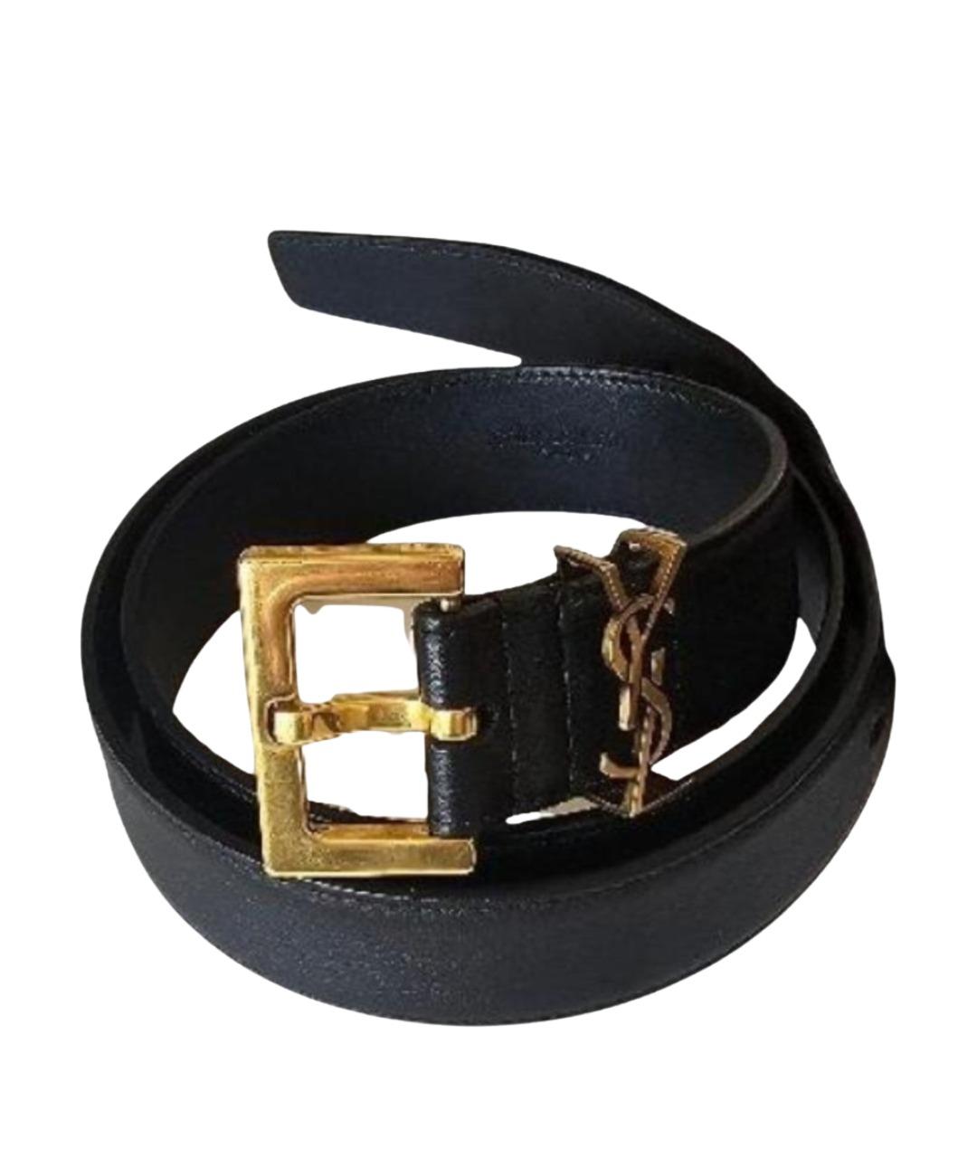 SAINT LAURENT Черный кожаный ремень, фото 1