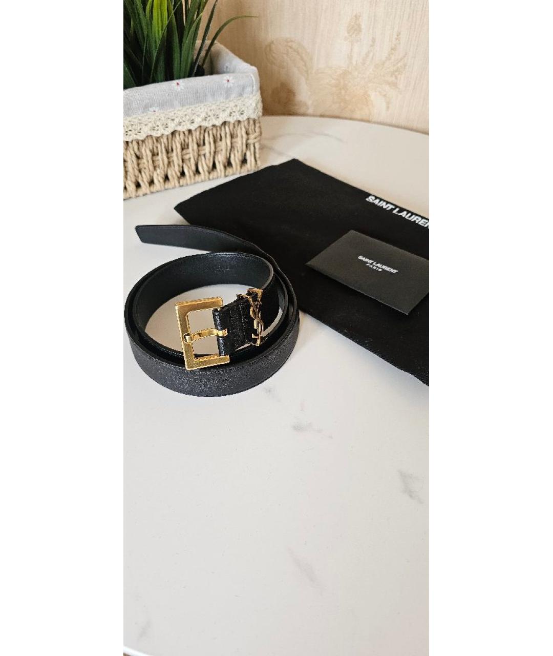SAINT LAURENT Черный кожаный ремень, фото 5