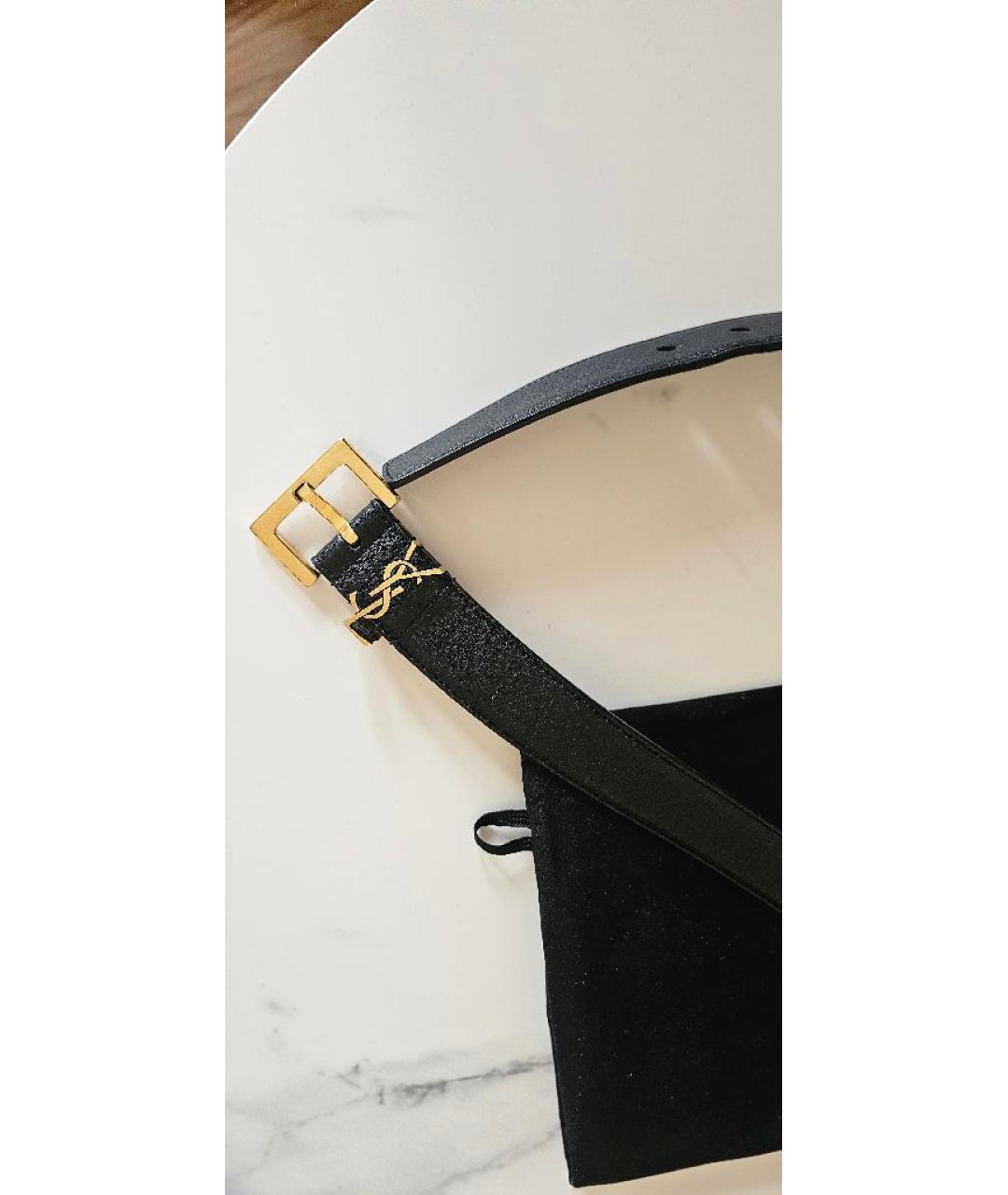 SAINT LAURENT Черный кожаный ремень, фото 2