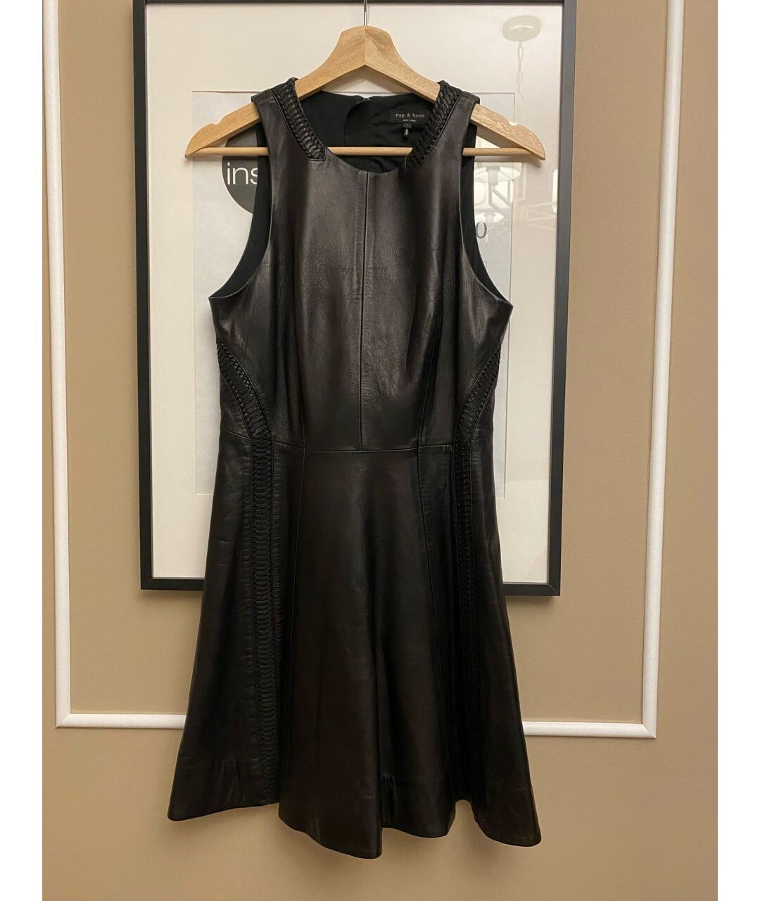 RAG&BONE Черное кожаное повседневное платье, фото 6