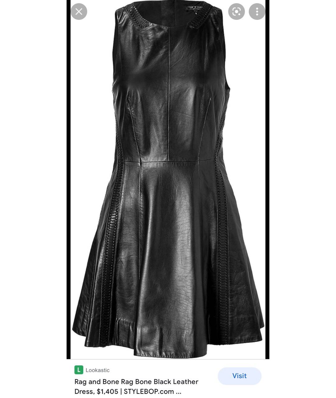 RAG&BONE Черное кожаное повседневное платье, фото 4