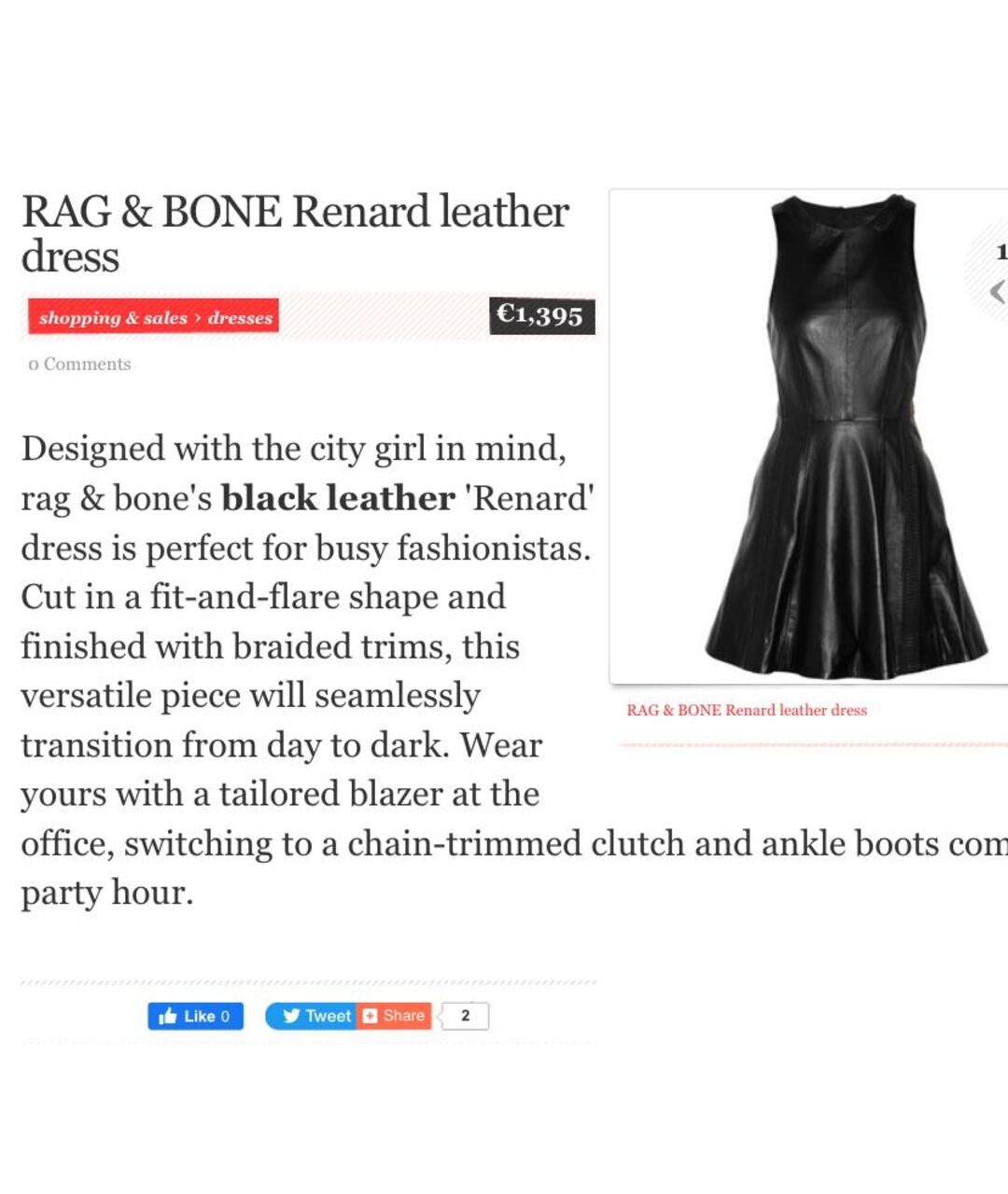 RAG&BONE Черное кожаное повседневное платье, фото 5