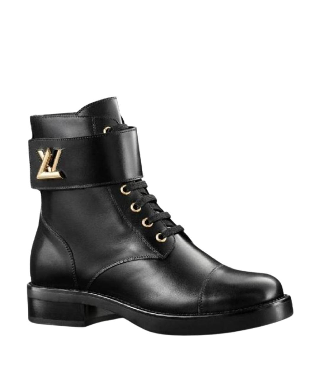 LOUIS VUITTON Черные кожаные ботинки, фото 1