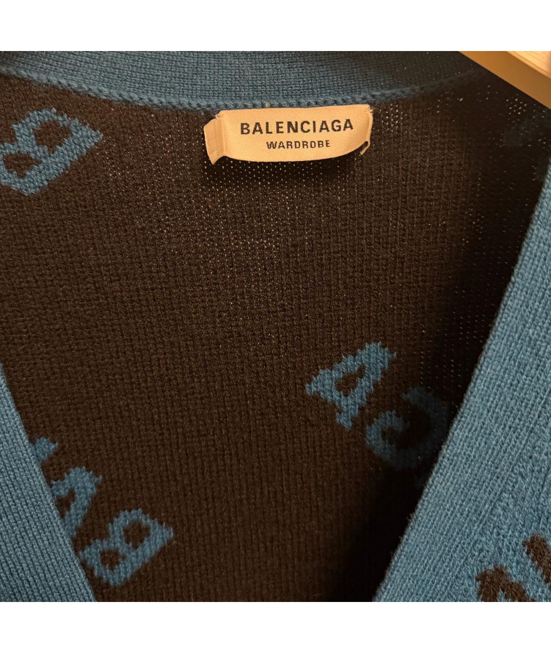 BALENCIAGA Темно-синий полиэстеровый кардиган, фото 3