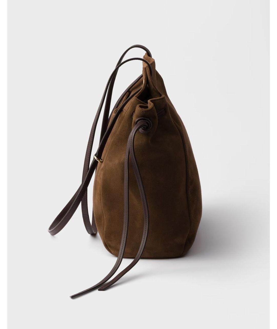 PRADA Коричневая замшевая сумка тоут, фото 4